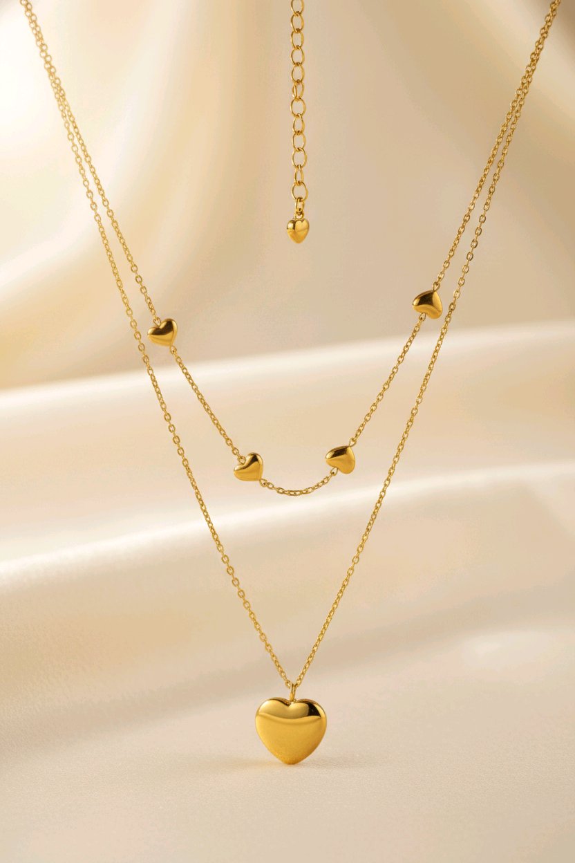 Collar de dos tiempos con dije de corazón