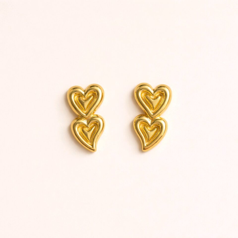 Aretes forma corazón doble