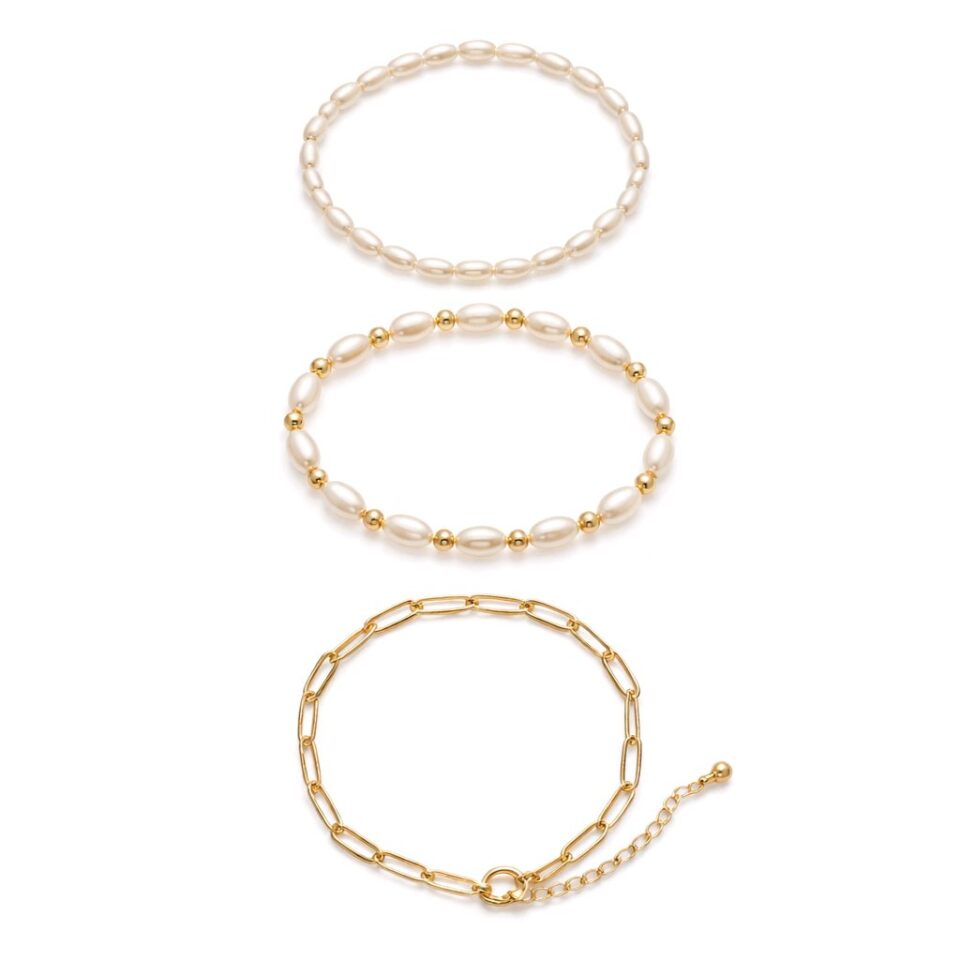 Set pulseras perla + cobre