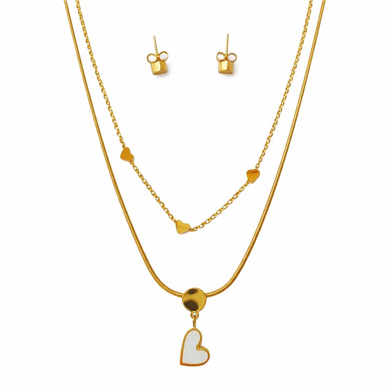 Set collar dos tiempos corazón + aretes